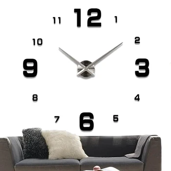 2023 Модерните Стенни часовници 3D САМ огледална Акрилна стикер за домашен интериор Хол-Големи цифров часовник с кварцова игла Висящи часовници