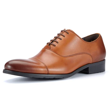 Модни Мъжки обувки-Oxfords от естествена Кожа с Високо Качество, Модерен Модел Дишащи обувки от телешка Кожа с Горния Слой за Бизнес