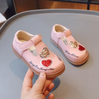 Детски Ежедневни обувки Love Shine Hook & Loop /2023, Лоферы за момичета, Просто Нескользящая Обувки на Принцесата за Партита, Сватбени шоу Принцеса