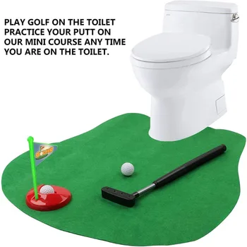 Комплект играчки за мини-тоалетна, време в тоалетната, Определени за игра на голф, Забавна шега, Забавления, Спортни играчки, модул за Обучение Аксесоар, Подарък за рожден Ден