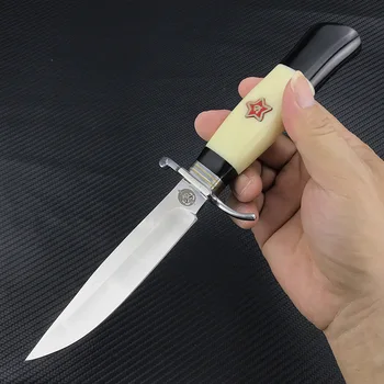 Нов остър Ловен нож от стомана 440C в кожена обвивка, Тактически Нож с висока твърдост, Походный нож за защита от приключения, едно лице за спестяване на живот
