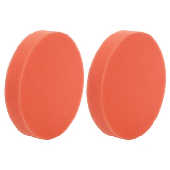 2 елемента 6 инча 150 мм Мека плоска гъба Буфер полировальный мат Комплект за полиране на автомобил Цвят: оранжев