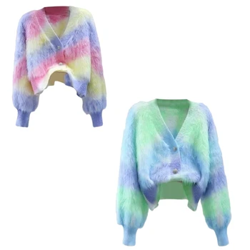 Стилен вязаный пуловер за жени, жилетка с завязками, удобни и топли блузи