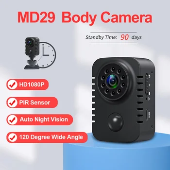 MD29 HD Мини камера за тялото 1080P Джобни камери за сигурност с активирането на движението Малка камера-гледачка за автомобили в режим на готовност Espia Уеб камера 8 часа на Работа
