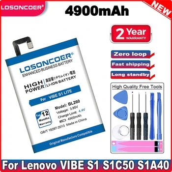 LOSONCOER 4900 mah BL260 Батерия за Lenovo VIBE S1 S1c50 S1a40 VIBE S1 Lite S1La40 Батерия за мобилен телефон