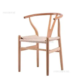 Трапезни столове от масивно дърво за хранене, мебельное стол, Скандинавски дизайн креативен домакински стол с облегалка