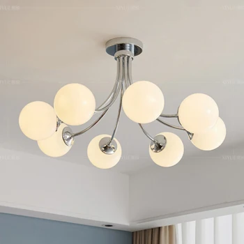 Лампа Баухаус Lighting Модерна Led таван полилей със стъклена топка, Хром за спални, хол, трапезария, домашно подвесного лампа