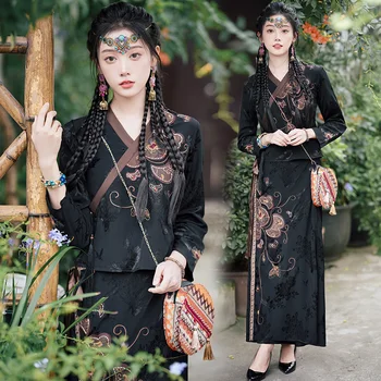 2023 новите китайски подобряване женствена рокля hanfu с жаккардовой бродерия в китайски стил, рокля от епохата на тан, топ в национален стил, подходящи за hanfu s589