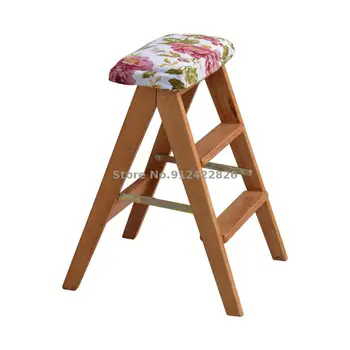 Табуретка-стълбища от масивна дървесина, сгъваема табуретка, дървени стълби, лестничный стол, лаптоп с високо столче с двойна употреба, домакински рибена кост