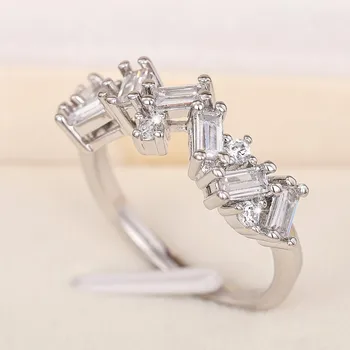 Прости Стилни дамски пръстени с геометричен кубическим Цирконием, Годежни пръстени, 3 цветамодные Универсални дамски пръстени, Бижута за Партита