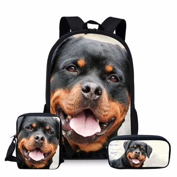 Модна новост, 3D принт кучета, 3 бр./компл., училищни чанти за ученици, раница за лаптоп, наклонена чанта на рамото, молив случай
