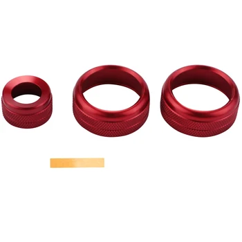 Капаци за пръстени на регулатора на силата на звука на климатик и радио за BMW 1 2 3 3GT 4 серия (F20 F22 F30 F31 F32 F33 F80 F82 F87) 3 бр. червен