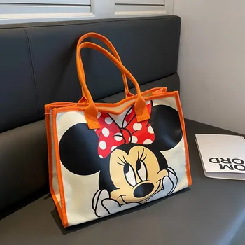 Холщовая чанта за през рамо Disney с Мики Маус, Дамски годишна работна чанта с голям капацитет, 2023, Нова чанта с анимационни Мини маус