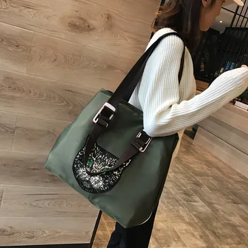 2024 Нова дамски модни пътна чанта с мультяшными пайети, Ръчна чанта, Голям Голям чанта на рамото