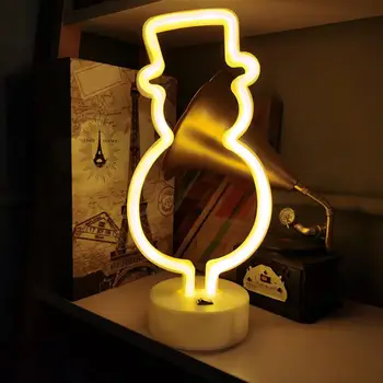 Украса Неонови Надписи Snowman Neon Light Creative Shape USB/захранван С Батерии от led Неонови Надписи