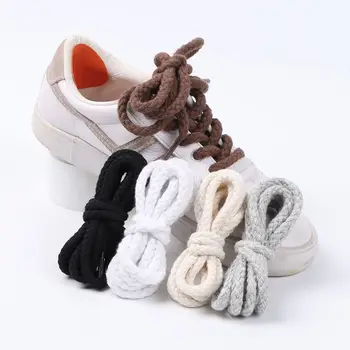 1 Чифт 120 см Кръгли ленено памучни връзки за обувки, шнурове за маратонки, Връзки за обувки, обикновен ремък за обувки, шнурове за обувки