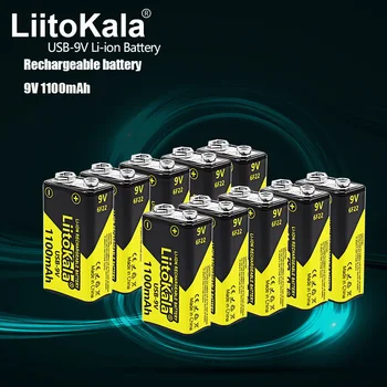10ШТ LiitoKala USB 9V литиева Акумулаторна Батерия 1100mAh 9V литиево-йонни Батерии 6F22 9V за Микрофон Модели Радиоуправляемого Хеликоптер