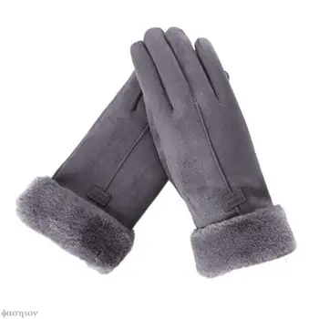 Дамски зимни ръкавици С топъл сензорен екран, черни кожени ръкавици, ръкавици без пръсти с пълни пръсти, ветроупорен ръкавици за шофиране, Дамски ски ръкавици