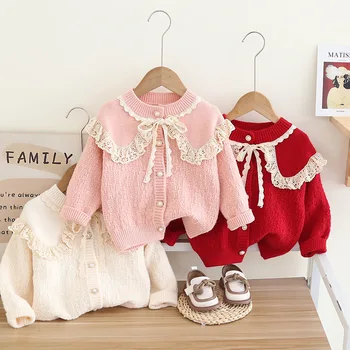 Палта за момичета, Възли Пролетно-Есенен детски Вълнени Пуловери, Жилетки за Новородени, Връхни дрехи за малките момичета, Детски костюм Принцеса от 6 години