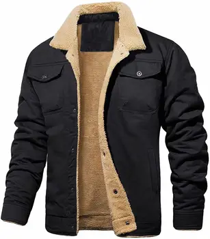 Мъжко яке, есенно-зимно палто Кожено яке, Мотоциклетът зимно мъжко яке, черни топли палта, черно палто, мъжки