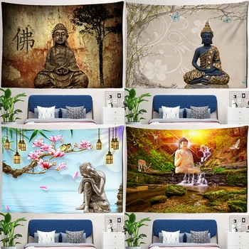Религиозна Статуя на Буда в индия Бохемия, Гоблен с Принтом, Началната Дневна, Спалня, боядисани стени, Фонова Материя, Гоблен