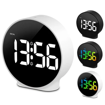 Цифров алармен дисплей с време 12/24 часа, Електрически будилник с 5-минутен повторете с цветни цифри за спалня, Нощно шкафче, стелаж
