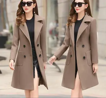 Вълна палто, приталенное модно дамско палто със средна дължина, по-специално за жените, зимни палта 2023, женски двубортные вълнени палта zevity
