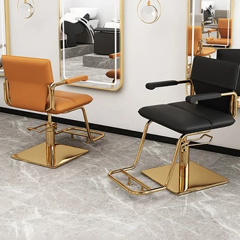 Модерни прости фризьорски столове, италианска мека мебел за салон за красота, стол за салон за красота, професионални коса стол, домашен подемни въртящо се кресло