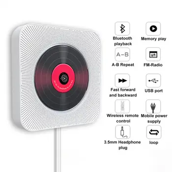 Монтиране на CD-плеър Bluetooth Home Audio Boombox с Дистанционно Управление, Вградени говорители, Hi-Fi, FM радио, USB MP3 Музикален Плейър