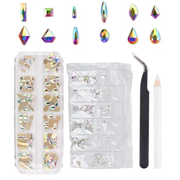 Кристални кристали за дизайн на ноктите с равна обратна страна, блестящи диаманти, 3D декорации за нокти, директна доставка