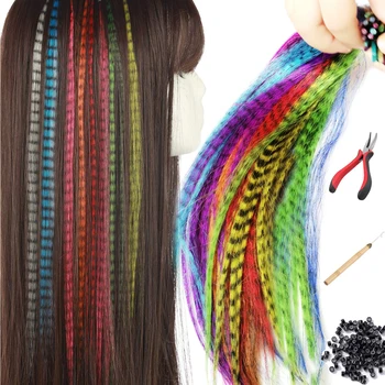 50 Бр. синтетични цветни пера с двутавровым фитил за удължаване на косата 16 