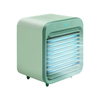Преносим Мини-климатик, настолен вентилатор, 5000 mah, USB-акумулаторен вентилатор за охлаждане, Овлажнител на въздуха за офиса и дома си (зелен)