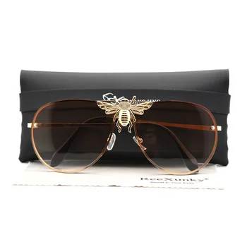 Модерен Класически Дизайнерски слънчеви очила Bee, Дамски модни слънчеви очила в ретро стил-Пилот, Мъжки Градиентные Антибликовые нюанси, Козирка, очила