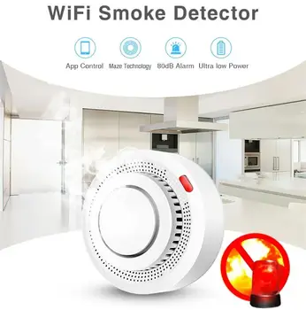 Sasha Zigbee WiFi Сензор за откриване на дим 80 db Алармена система Пожарникар Интелигентен Детектор за Дим Fire Smart Life App Control и Дистанционно сот