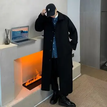 Модерен и топлина: дълга вълна палто голям размер за мъже – Новата дебела вълнена куртка в корейски стил на зимата