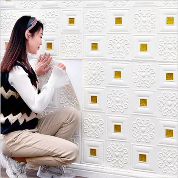 10шт 70x70 см, Таван тапети Голям Размер, 3D Тухлени Водоустойчиви стикери за стена, Пенопластовое Самостоятелно монтиране на украса