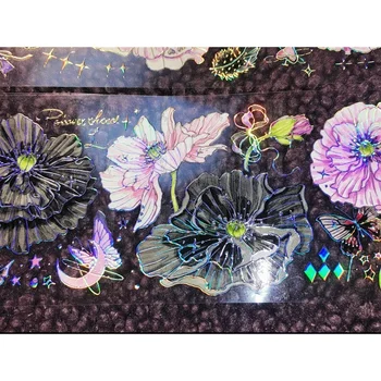 в присъствието на прозрачен 5-метрова лъскава PET лента цвете списание Washi Decoration Колаж