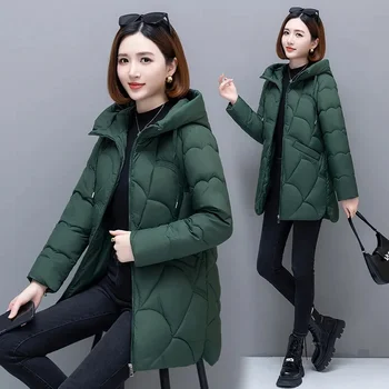 Межсезонные якета за жени на средна и дълга модели 2023 Нови памучни якета, есенни и зимни якета