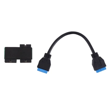 Аксесоар за хъб USB 3.0 19PIN One-To-Two С чип и модулен кабел USB 19PIN дънната Платка на главината 19PIN Удлинительный кабел 1-2