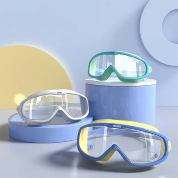 Детски очила за плуване, Детски с затычками за ушите, Очила за плуване за момичета и момчета, водоустойчив очила с защита от замъгляване, регулируеми Очила с висока разделителна способност