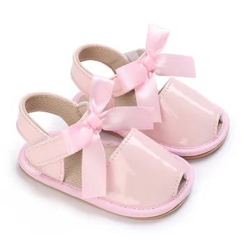 Летни обувки за новородените момичета 0-18 м, Сандали, Скъпа обувки Принцеса с лък, Сандали с мека подметка, Първите проходилка за деца