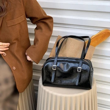 Дамска чанта-тоут през рамо, Стилна чанта за подмишниците, изкуствена чанта, портфейл с голям капацитет