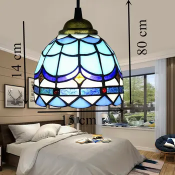 Окачен лампа в стил Тифани, Тавана лампа, лампа от витражного стъкло, Ретро окачен лампа За Хранене