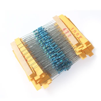 500 броя 50 стойности, набор от резистори 1/4 W, комплект метални филма резистор 1 Ом ~ 10 М, висококачествен набор от резистори 39K 47K 56K 68K