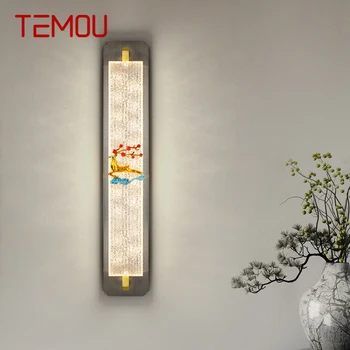 Месинг, с монтиран на стената лампа TEMOU LED, Персонални и креативен Стенен лампа, Луксозна вътрешна украса, Уютна Спалня, Нощно Шкафче, Хол