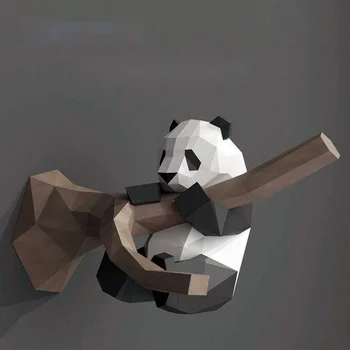 Безплатната версия е с деколте палав панда творчески тенденция стенно украшение във формата на животни 3D ръчна работа САМ хартиена модел стени