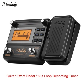 Китара мультиэффектный процесор Muslady MU100, Педал ефекти за електрически китари, поддържа запис на цикли на 180 секунди, Тунер, Докоснете Темпо-ритъм