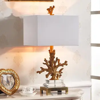 Креативна настолна лампа с коралов кристал, нощна лампа за спални, настолна лампа за хол, настолна лампа за хотела, модел настолна лампа за кабинета