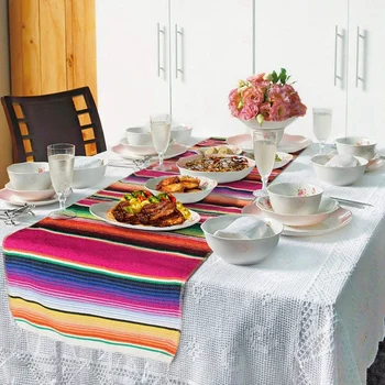 2 елемента Мексико Настолна Пътека Мексикански Декор 14 X 108 Инча За Мексикански Партита Сватбени Декорации За Пикник На открито-Маса за Хранене