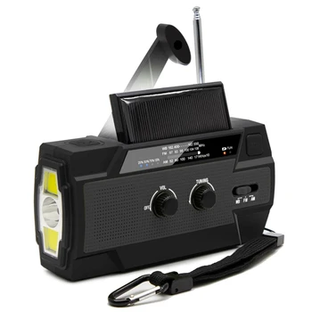 Многофункционален Радио със слънчева батерия, който работи от динамо-машина, AM/FM/WB, Погодное радио с led подсветка 4000 mah